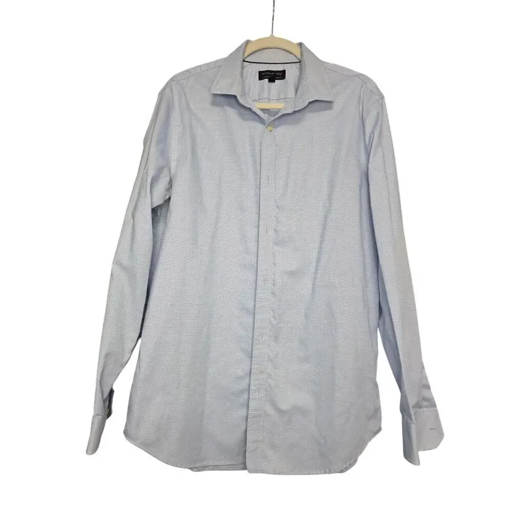 Banana Republic Shirt Mens Large L Blue Plaid Button Down Long Sleeve Non‎ Iron